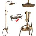 Miniatyrbillede 1 af 2: Antik Messing Bruserkit, Dobbelt Håndtag Design, Justerbar Højde Funktionalitet,Antik Messing Rack F