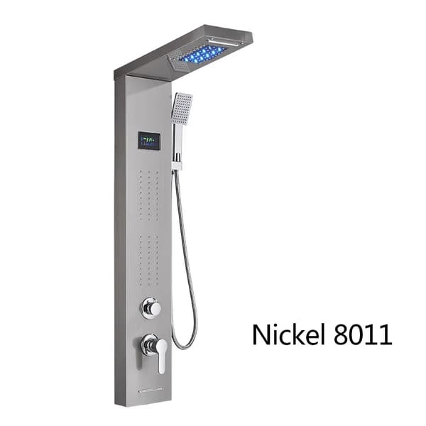 LED Duschpanel, Dubbla Vattenfall & Regnmodes, Digital Temperaturdisplay,Nickel 8011
