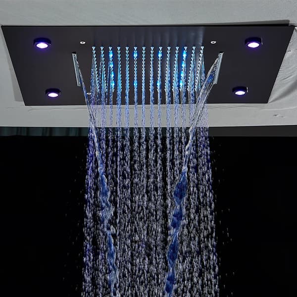 Luksus LED Regnvand Bruserhoved, Ultrathin Design, Smarte Enhedsfunktioner,sort