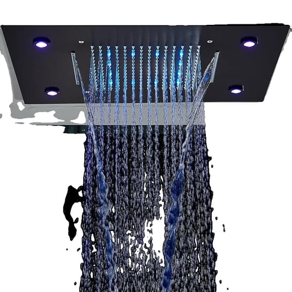 Luksus LED Regnvand Bruserhoved, Ultrathin Design, Smarte Enhedsfunktioner,sort