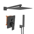 Miniatyrbild 1 av 2: Flush-Mounted Duschset, Modern Elegans, 25x25cm Duschhuvud,svart