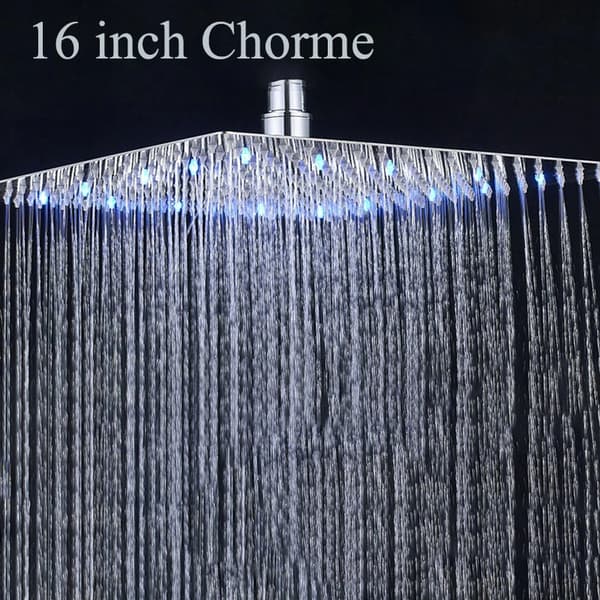 LED Regnduschhuvud, Kromfinish, Väggmonterad, Högkvalitativt Rostfritt Stål,Chrome-16tum