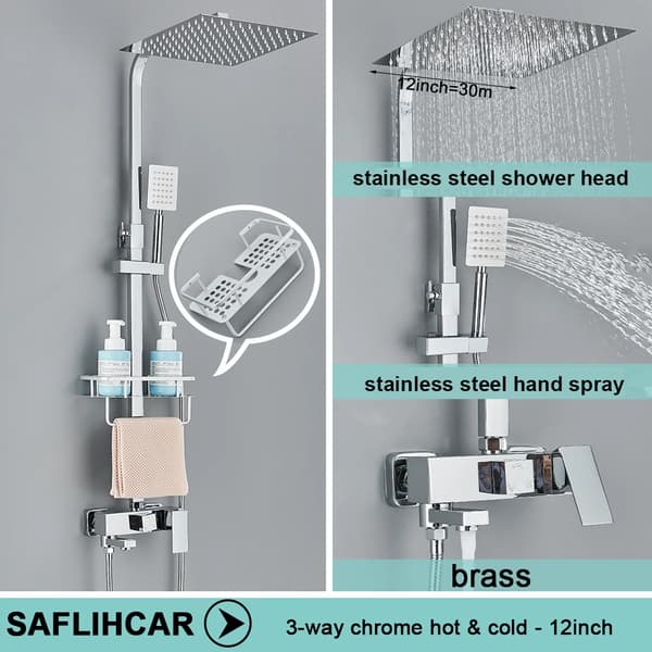 Badrum Duschblandare Set, Termostatisk Kontroll, Hållbar Mässing, Modern Design,krom 3-12