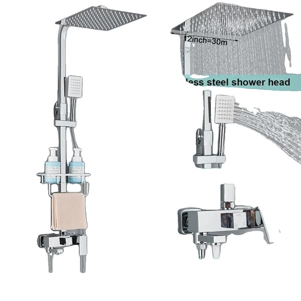 Badrum Duschblandare Set, Termostatisk Kontroll, Hållbar Mässing, Modern Design,krom 3-12
