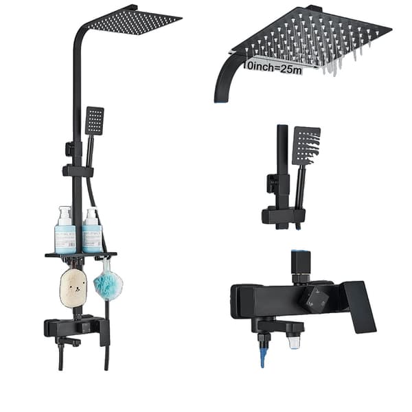 Badrum Duschblandare Set, Termostatisk Kontroll, Hållbar Mässing, Modern Design,mattsvart 3-10