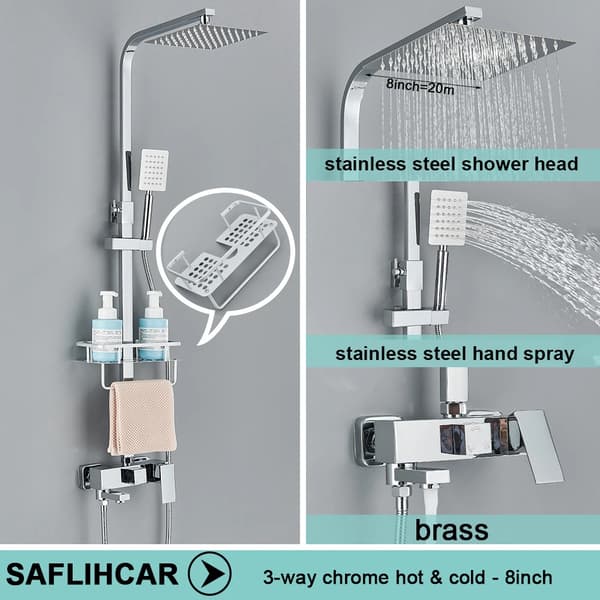 Badrum Duschblandare Set, Termostatisk Kontroll, Hållbar Mässing, Modern Design,krom 3-8
