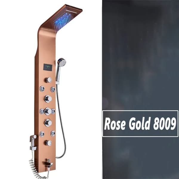 LED Brusepanel, Regnbruser, SPA Massagestråle, Rose Gold 8009