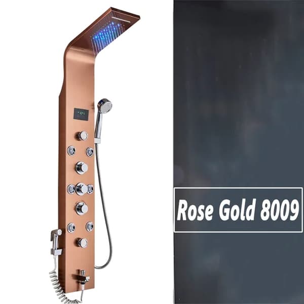 LED Brusepanel, Regnbruser, SPA Massagestråle, Rose Gold 8009