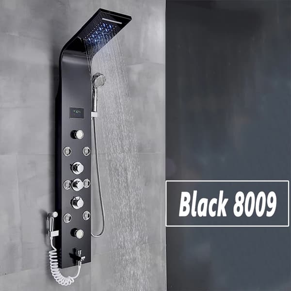 LED Brusepanel, Regnbruser, SPA Massagestråle, Sort 8009