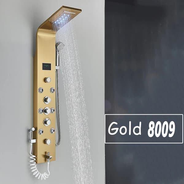 LED Brusepanel, Regnbruser, SPA Massagestråle, Guld 8009