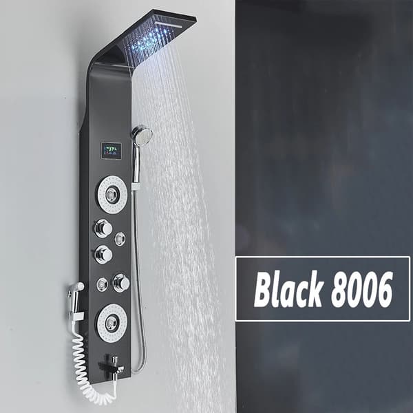 LED Brusepanel, Regnbruser, SPA Massagestråle, Sort 8006