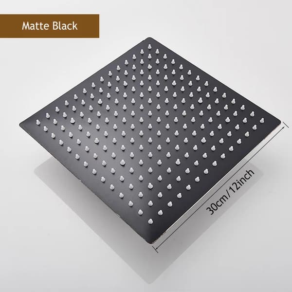Brusehoved, ultratyndt design, rustfrit stål konstruktion, Mat Sort 12