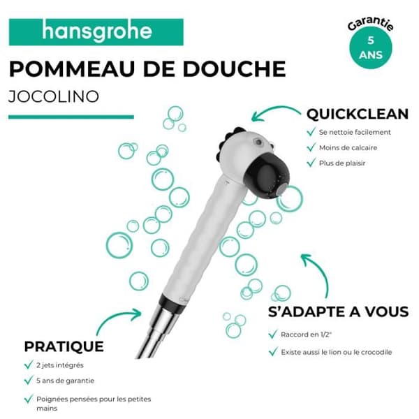 Duschhandtag barn HANSGROHE Jocilino 2 strålar vit/svart