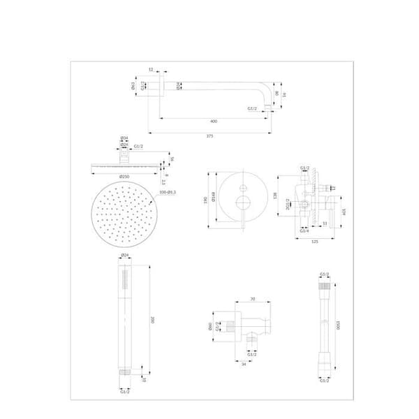 Omnires - ONSYSY22XCR - Duschset, Y-duschsystem, inbyggt, förkromat
