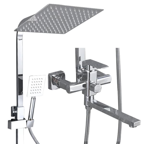 Badrumsduschkranset, 30 cm Duschhuvud, Enhandtag, Modern Stil,Krom