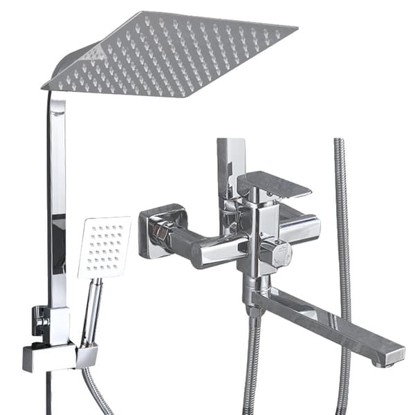 Badrumsduschkranset, 30 cm Duschhuvud, Enhandtag, Modern Stil,Krom