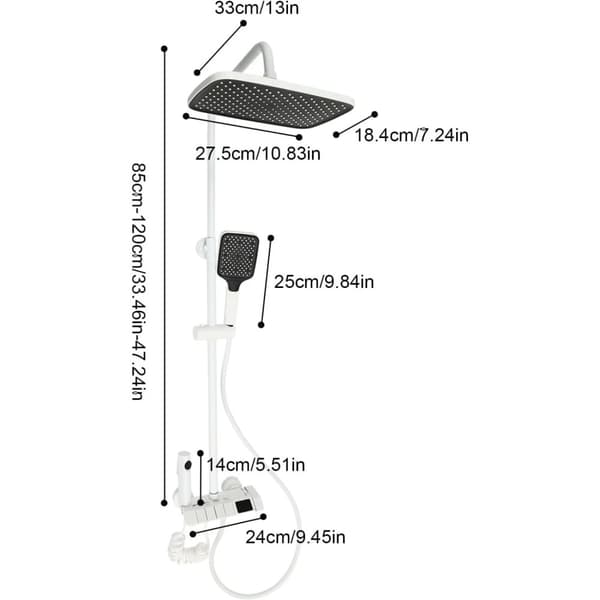 Duschsystem, Regnduschhuvud, Handdusch, Väggmonterad Design,VIT