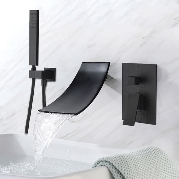 Svart Duschkranset, Modern Design, Väggmonterad