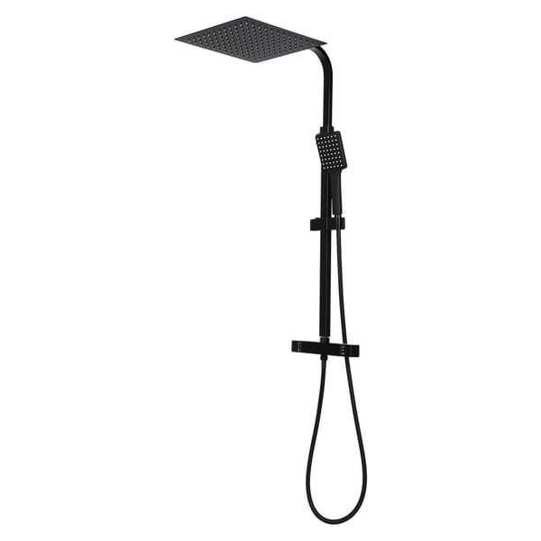 Termostatduschset, Modern design, 30 cm takdusch, Justerbar höjd,svart