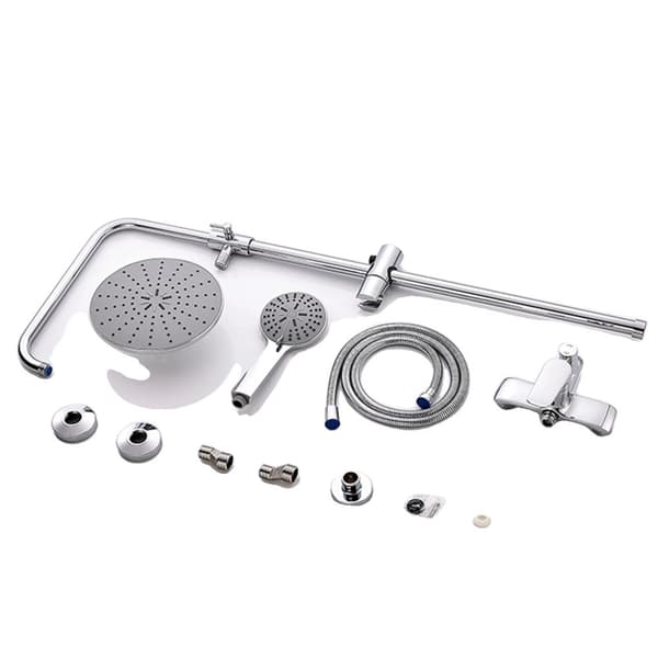 Väggmonterad duschset, 5 spraylägen, justerbar höjd, rostfritt stål,Silver