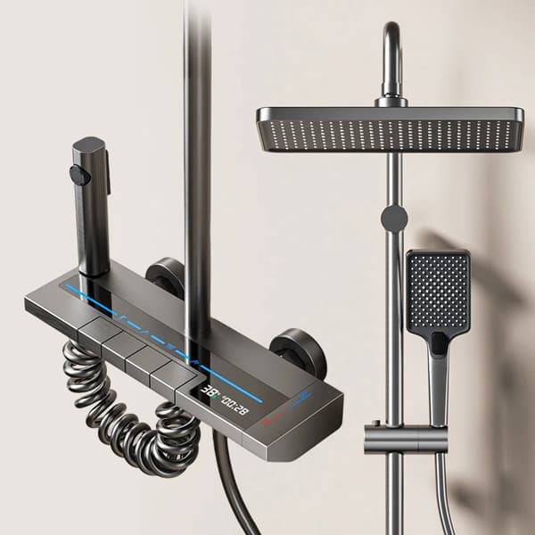 Duschset, Digital Display, Piano Regn Design, Flygplansaluminium,HS010
