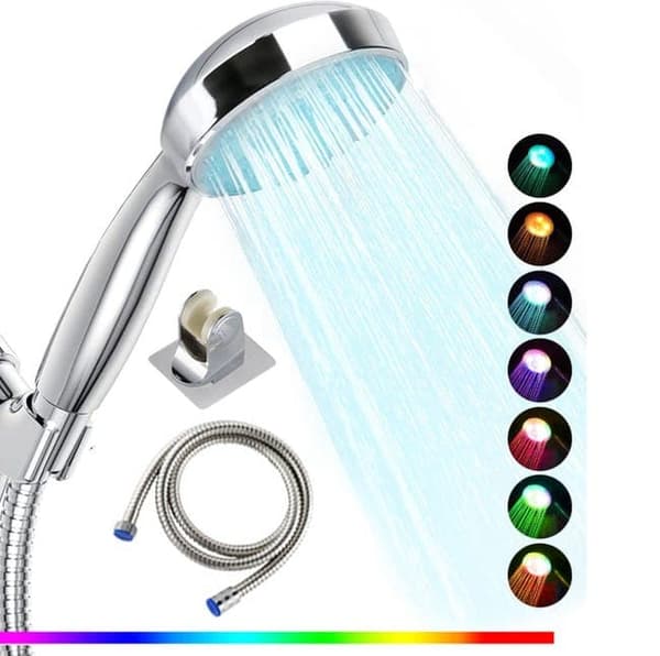 OBOSOE LED-belysning Brusehoved med håndbruser Brusestrimler