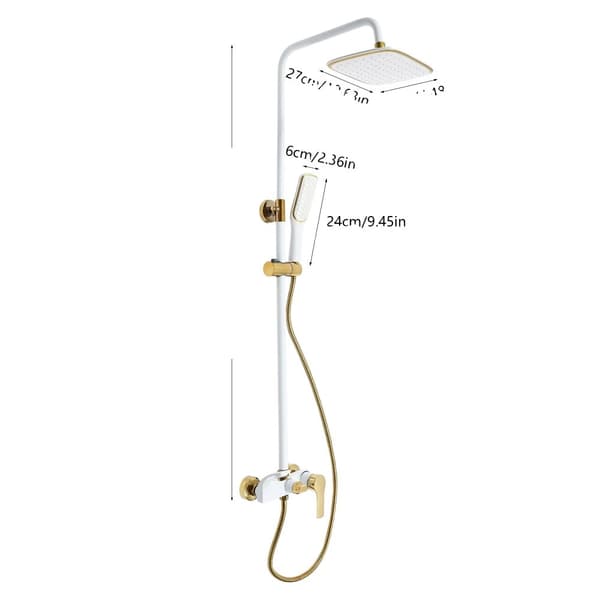 Duschsystem, Höjdjusterbar, Tre Vattensättningar,Vit Guld, G1/2