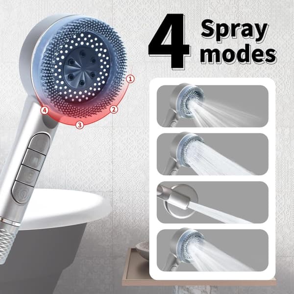 OBOSOE trykforbedrende massagebrusehoved – 4 positioner