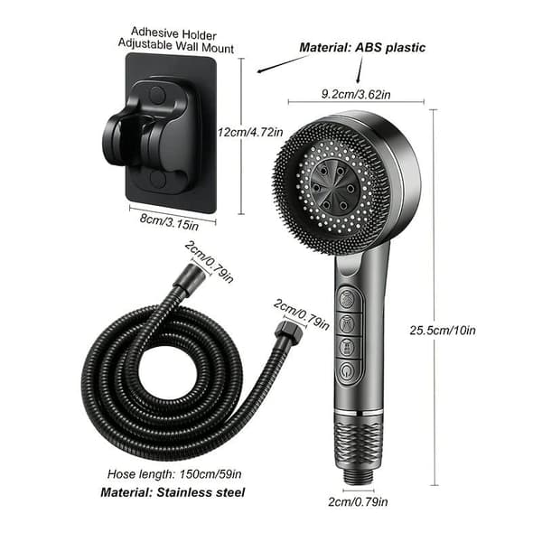 OBOSOE trykforbedrende massagebrusehoved – 4 positioner