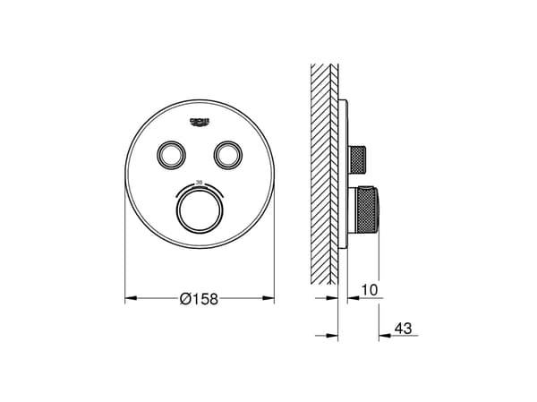 GROHE Grohtherm SmartControl, Gull, 1 stykker