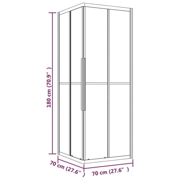 vidaXL Dusjkabinett frostet ESG 70x70x180 cm