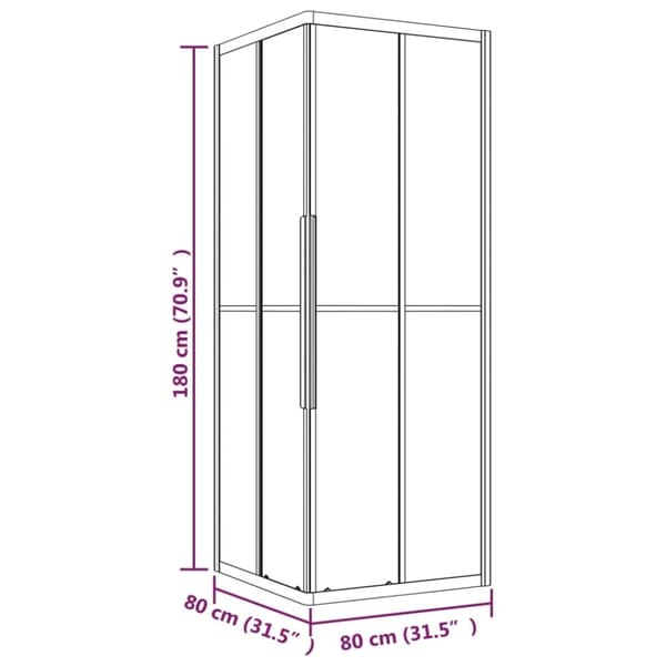 vidaXL Dusjkabinett frostet ESG 80x80x180 cm svart