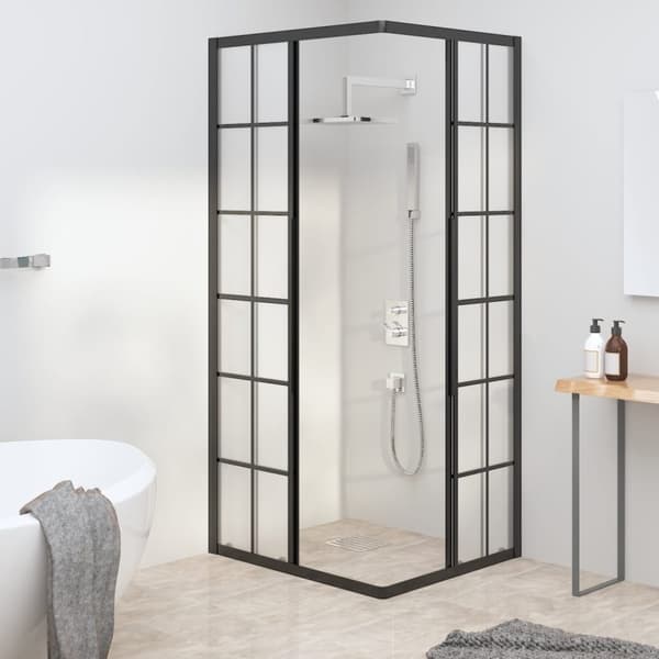 vidaXL Dusjkabinett frostet ESG 80x70x180 cm svart