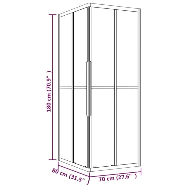 vidaXL Dusjkabinett frostet ESG 80x70x180 cm svart
