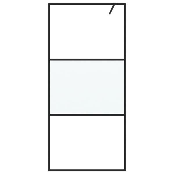 vidaXL Dusjvegg svart 90x195 cm halvfrostet ESG-glass