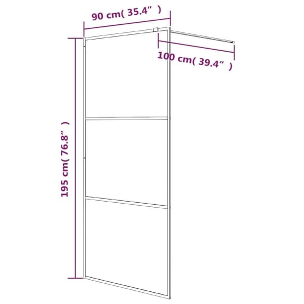 vidaXL Dusjvegg svart 90x195 cm halvfrostet ESG-glass