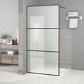 Miniatyrbilde 1 av 7: vidaXL Dusjvegg svart 100x195 cm frostet ESG-glass