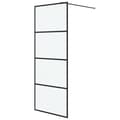Miniatyrbild 2 av 7: vidaXL Duschvägg svart 80x195 cm frostat ESG-glas