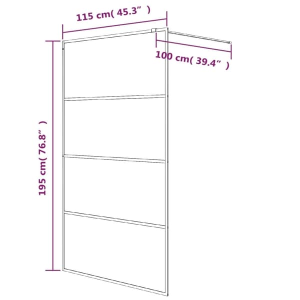 vidaXL brusevæg 115x195 cm halvmatteret sikkerhedsglas sort