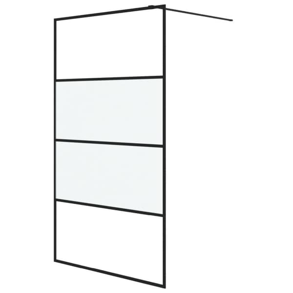 vidaXL brusevæg 115x195 cm halvmatteret sikkerhedsglas sort
