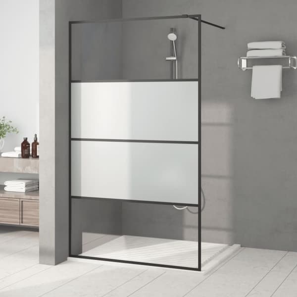 vidaXL brusevæg 115x195 cm halvmatteret sikkerhedsglas sort