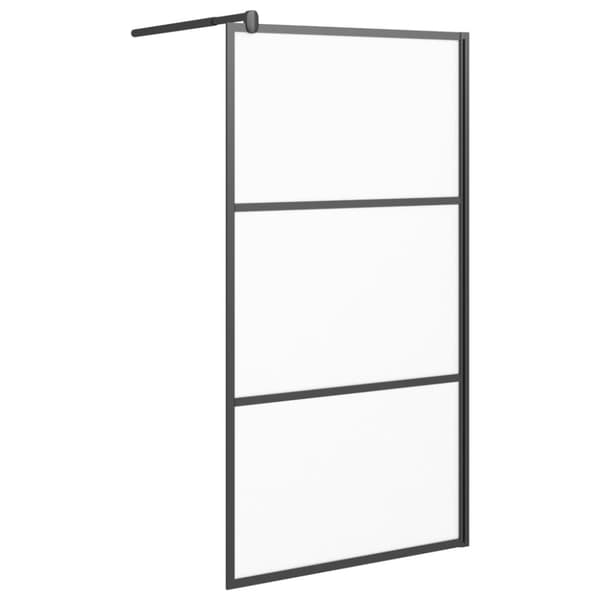vidaXL Dusjvegg 100x195 cm frostet ESG-glass svart
