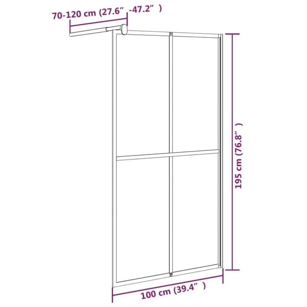 vidaXL Duschvägg 100x195cm mörkt härdat glas