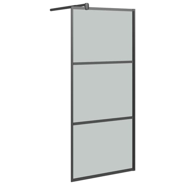 vidaXL Duschvägg 90x195cm halvfrostat ESG-glas svart