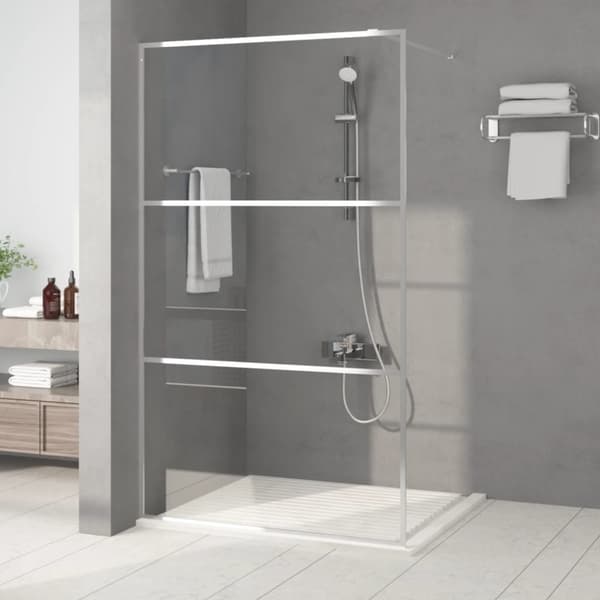 vidaXL Dusjvegg sølv 115x195 cm klart ESG-glass