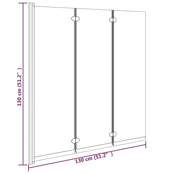 vidaXL foldbar brusevæg 3 paneler 130x130 cm sikkerhedsglas sort