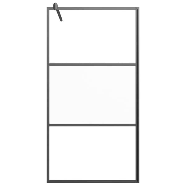 vidaXL Walk-in suihkuseinäke 100x195 cm puolihuurrettu ESG-lasi musta