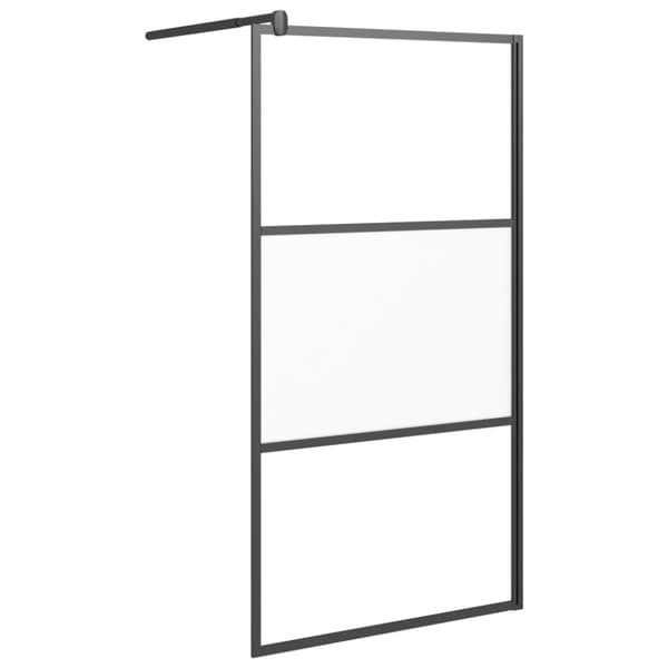 vidaXL Walk-in suihkuseinäke 100x195 cm puolihuurrettu ESG-lasi musta