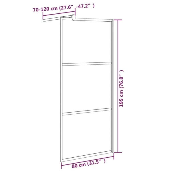 vidaXL brusevæg 80x195 cm halvmatteret sikkerhedsglas sort