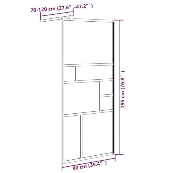vidaXL brusevæg 90x195 cm sikkerhedsglas hvid